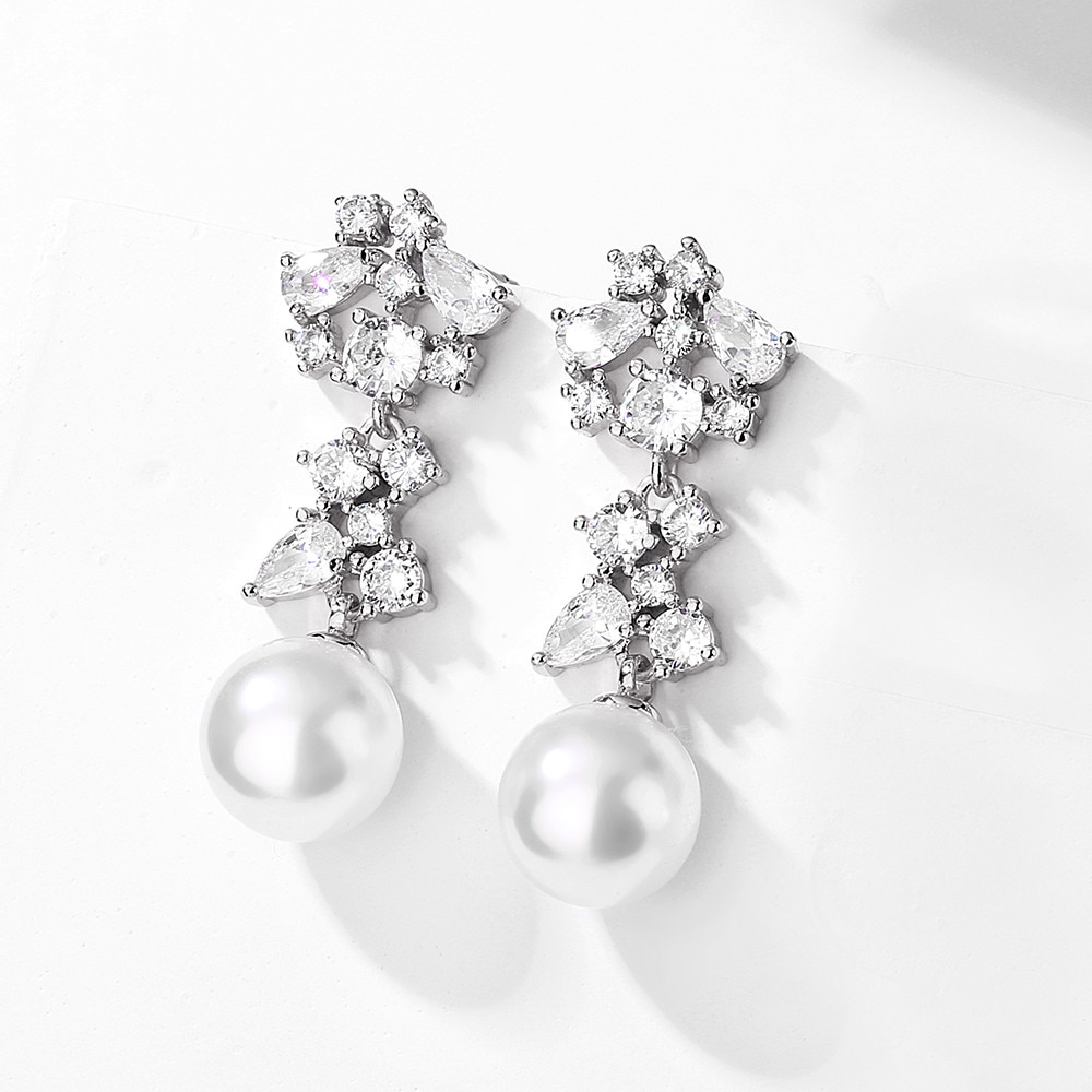 Elegant Pearl Drop Bridal Earrings