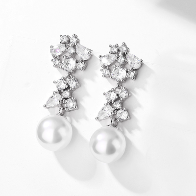 Elegant Pearl Drop Bridal Earrings