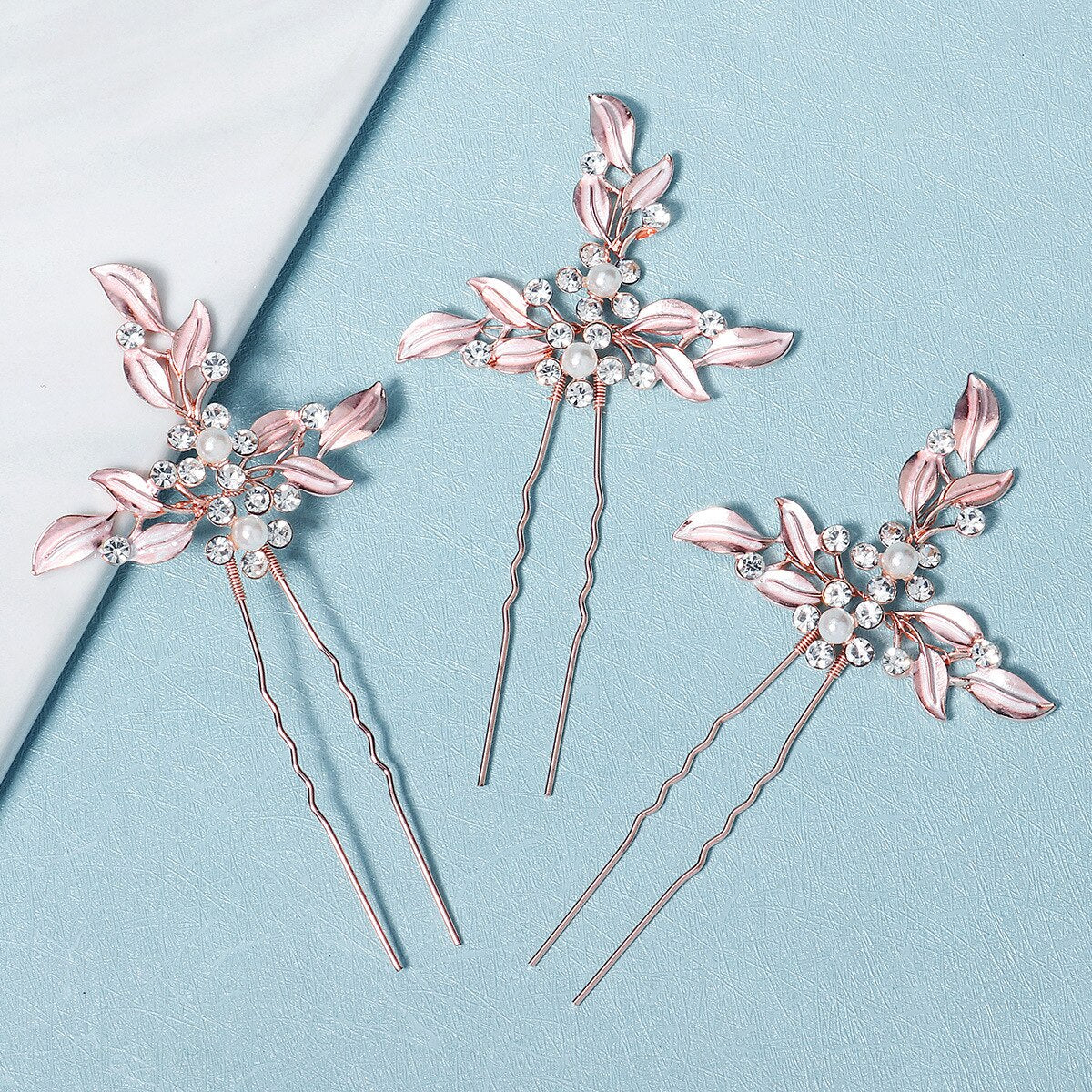 Yari Rose Gold Bloom Hair Pin Set (6 piece)