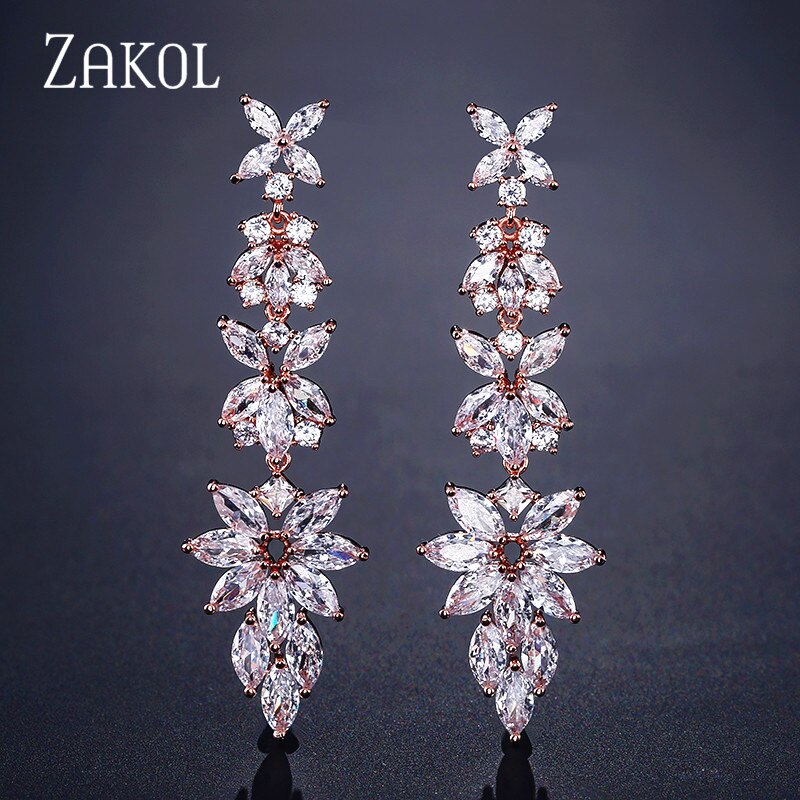 CZ Bridal Drop Earrings