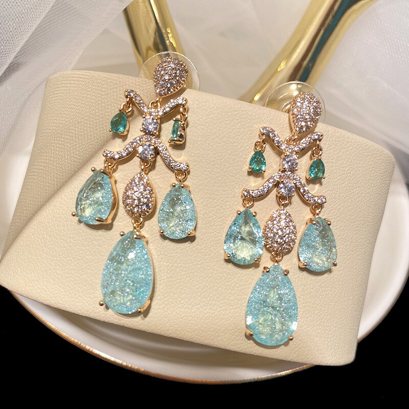 Luxury Turquoise Chandelier Earrings