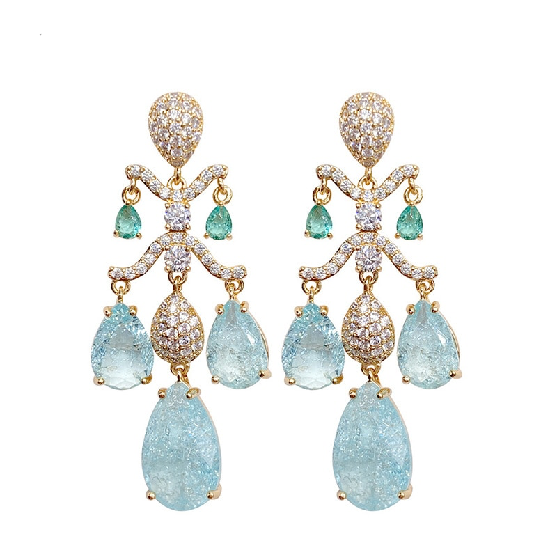 Luxury Turquoise Chandelier Earrings