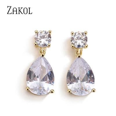 Large Water Drop Crystal Bridal Earrings