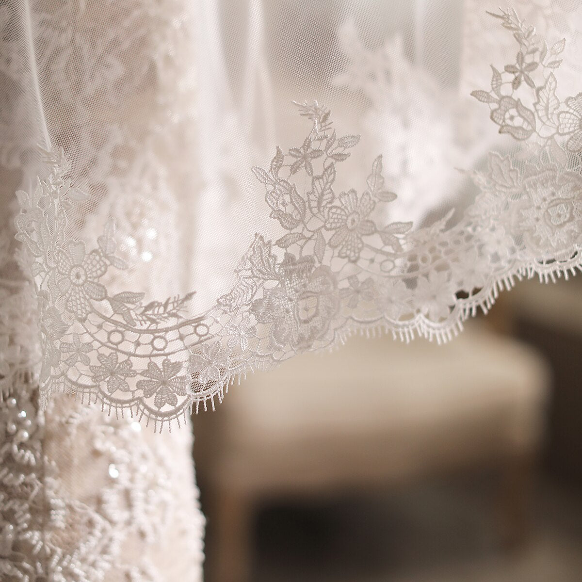 Dana White Lace Trim Veil