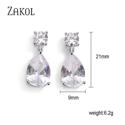 Large Water Drop Crystal Bridal Earrings