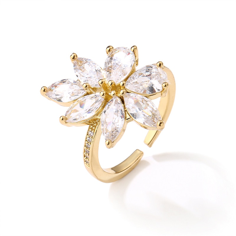 Korean Floral Leaf Statement Ring