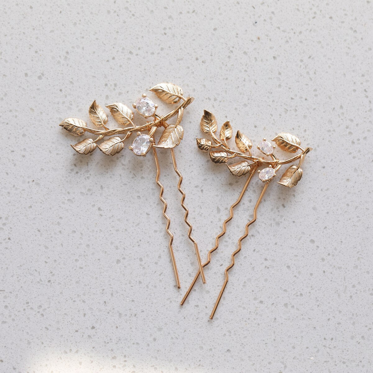 Meredith Vintage Gold Leaf Bridal Hair Pins (2 Piece)