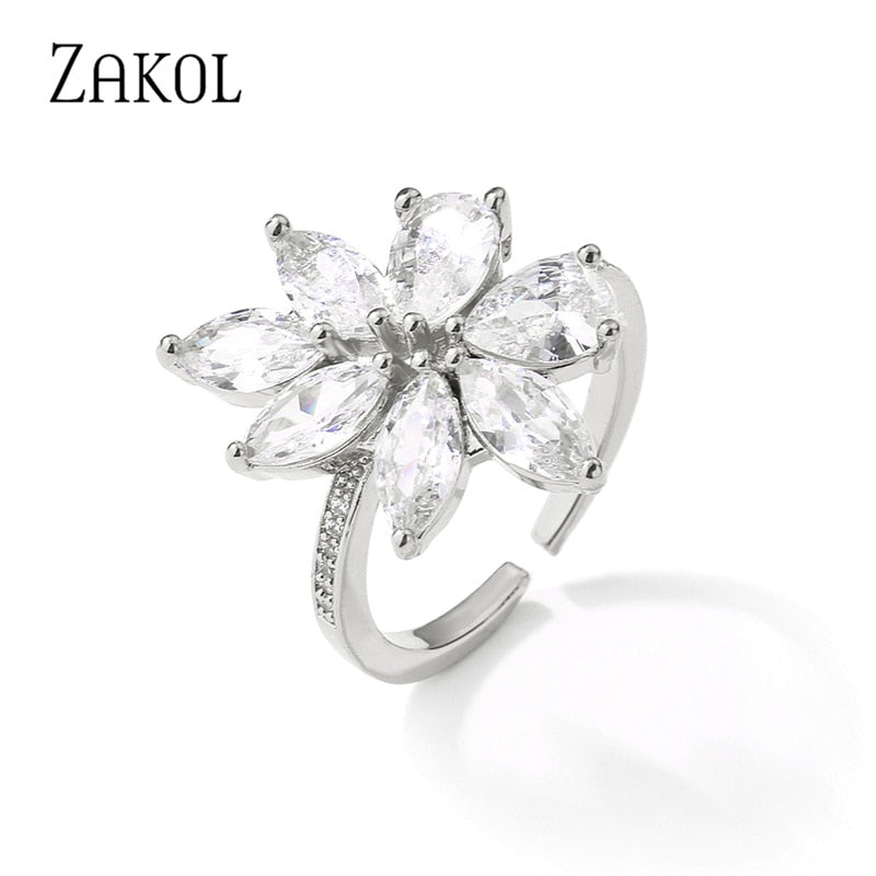 Korean Floral Leaf Statement Ring