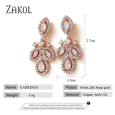 CZ Water Drop Wedding Earrings