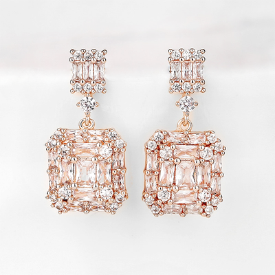 Square Crystal Wedding Earrings