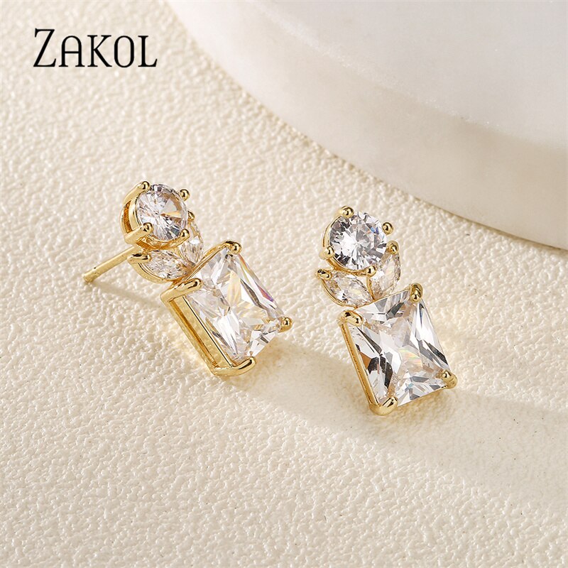 Stunning Square CZ Wedding Earrings