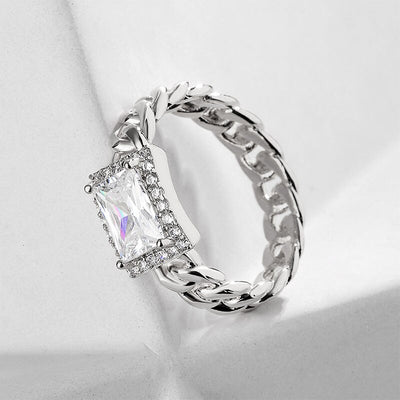 Geometric Square CZ Engagement Ring