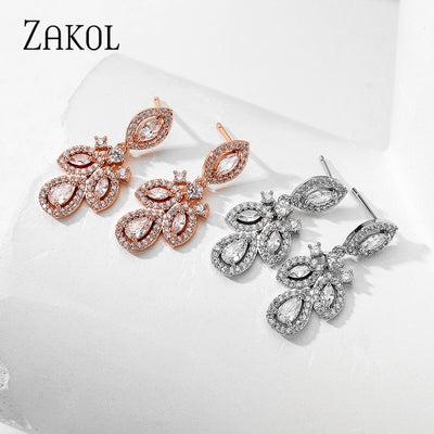 CZ Water Drop Wedding Earrings