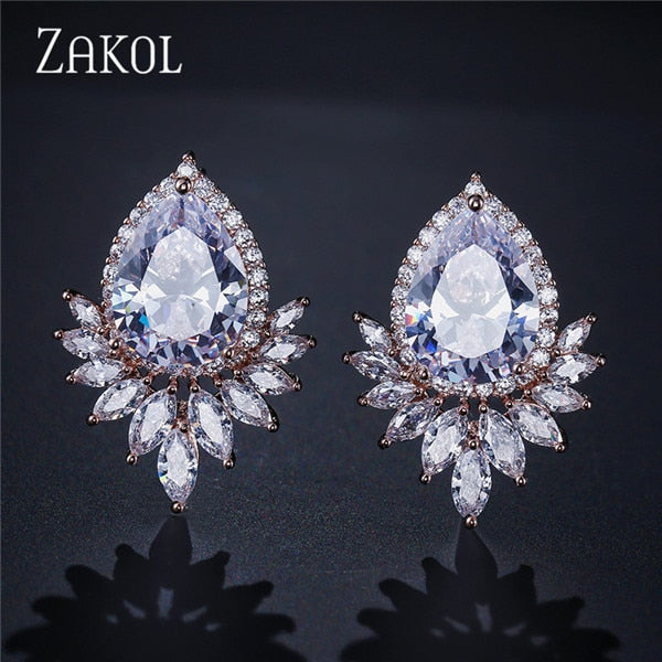 Teardrop CZ Stud Earrings