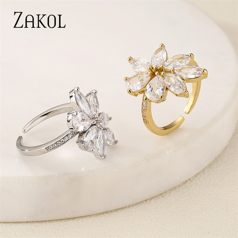 Korean Floral Leaf Statement Ring