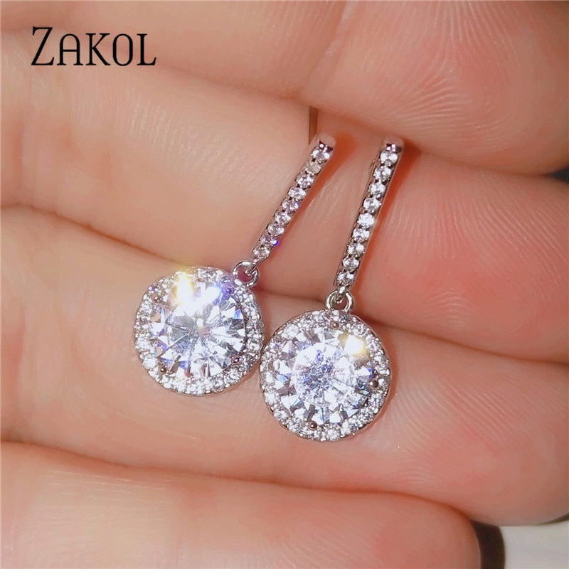 Halo Crystal Drop Earrings