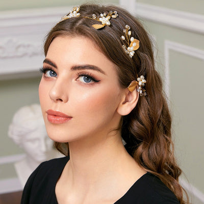 Athena Gold Plated Leaf Flower Headband