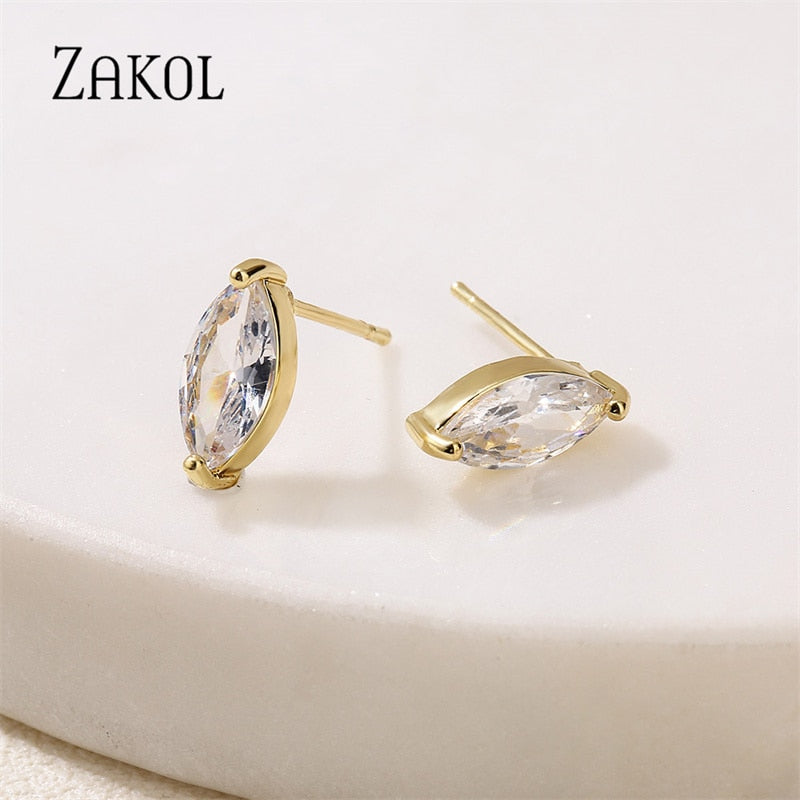 CZ Diamond Shaped Stud Earrings