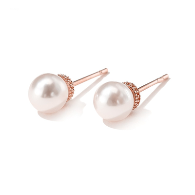 Wren Round Pearl Stud Earrings