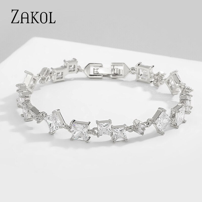 Elaina Square Zirconia Crystal Bracelet