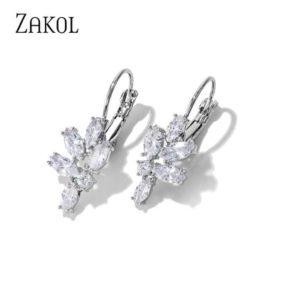 Simple CZ Bridal Hoop Earrings