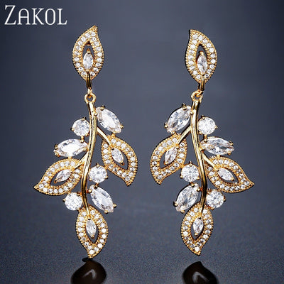 Elegant Floral Leaf Drop Earrings