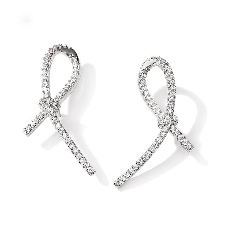 Rhinestone Bow Stud Earrings