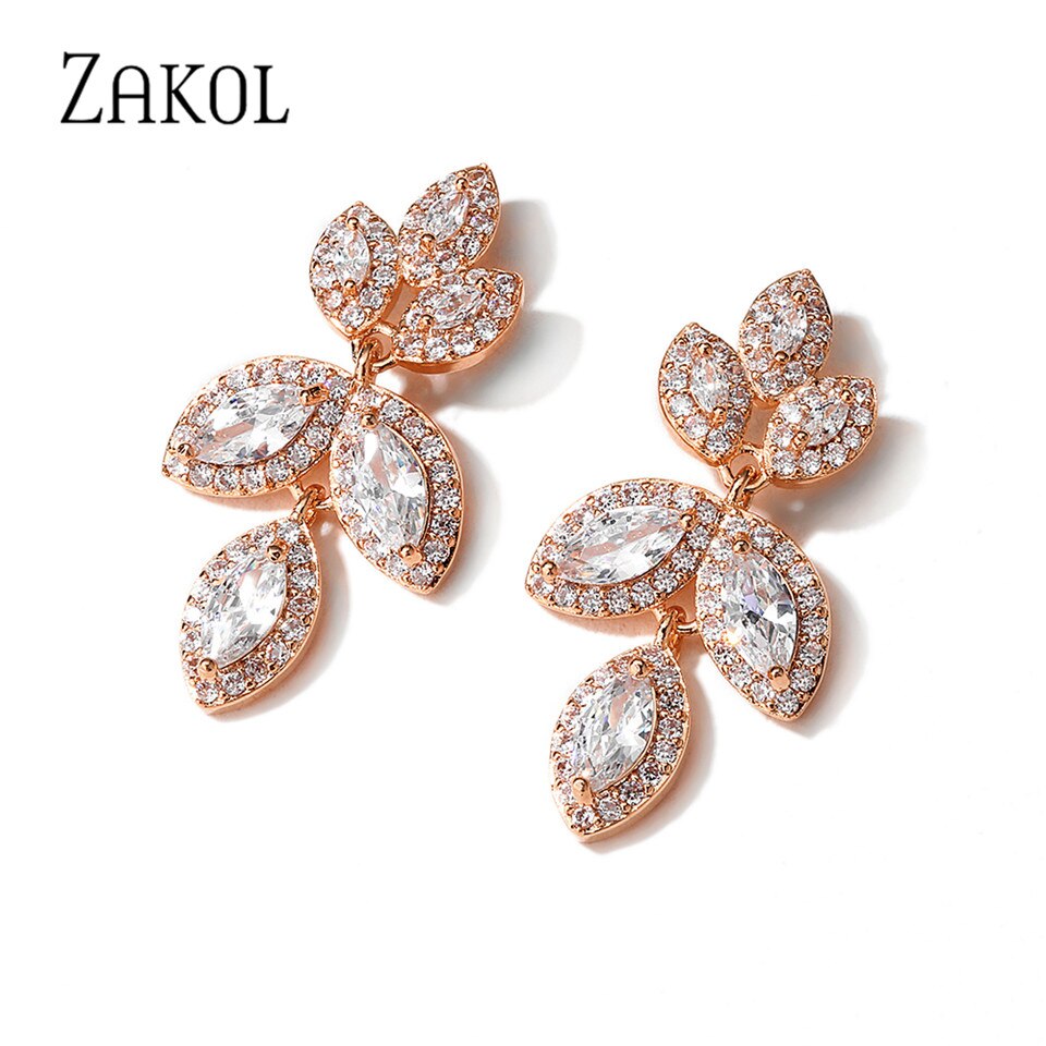 Rhinestone Leaf Stud Earrings