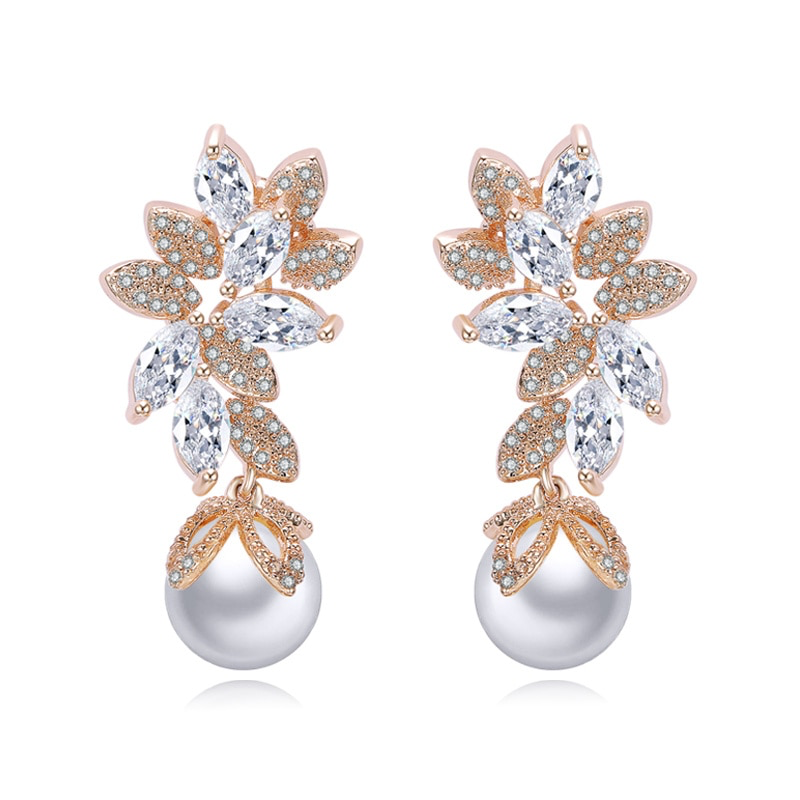 Classy Drop Pearl Wedding Earrings