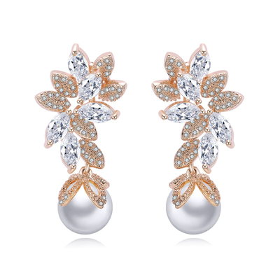 Classy Drop Pearl Wedding Earrings