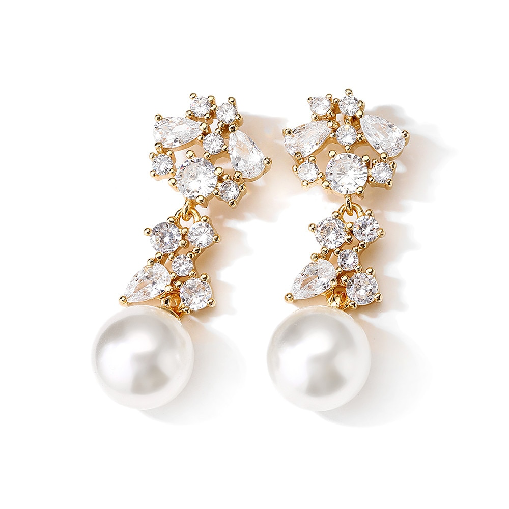 Elegant Pearl Drop Bridal Earrings