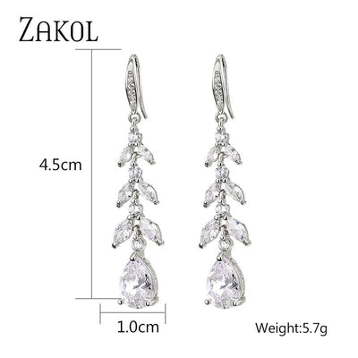 Long Silver Bridal Earrings