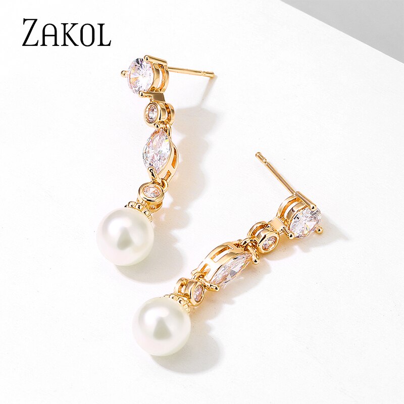 Crystal Pearl Dangle Earrings