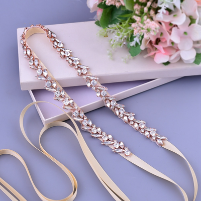 Stella Delicate Rose Gold Vine Wedding Dress Belt