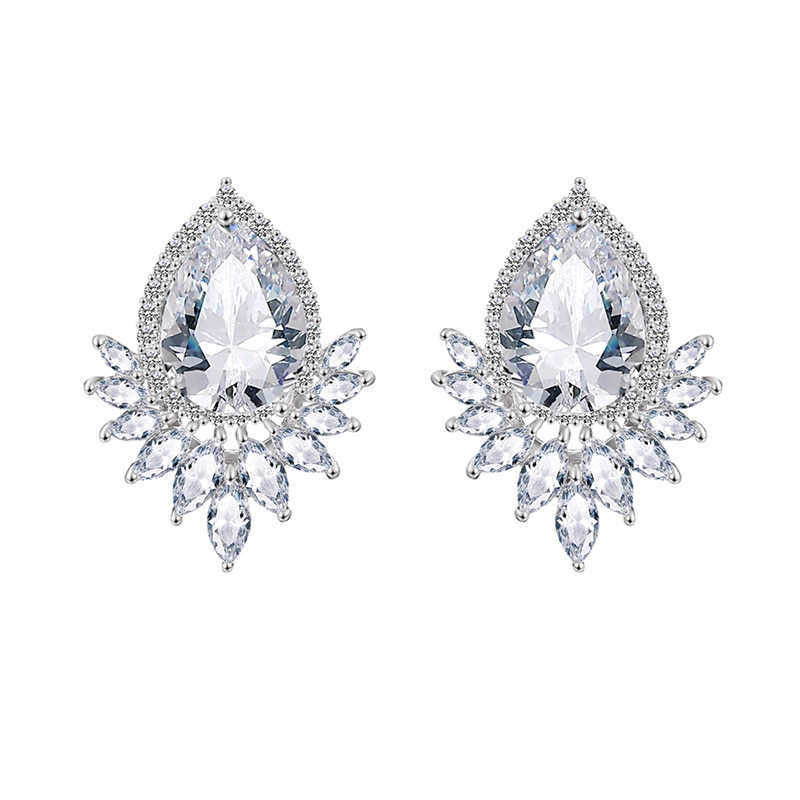 Teardrop CZ Stud Earrings