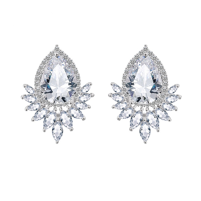 Teardrop CZ Stud Earrings