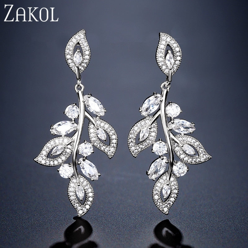 Elegant Floral Leaf Drop Earrings