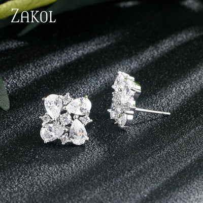 Classic Cluster Stone Stud Earrings