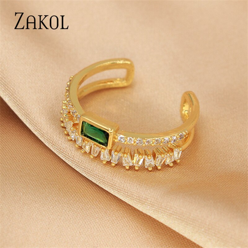 Emerald Zirconia Crystal Statement Ring