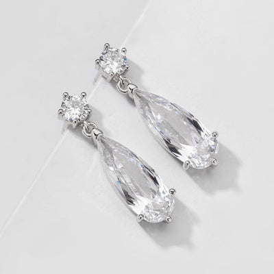 Elongated Water Drop Crystal Bridal Earrings