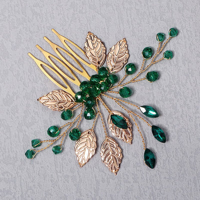 Kristin Emerald Gold Bridal Comb