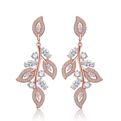 Elegant Floral Leaf Drop Earrings