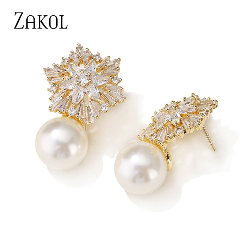 Pearl Drop Wedding Studs