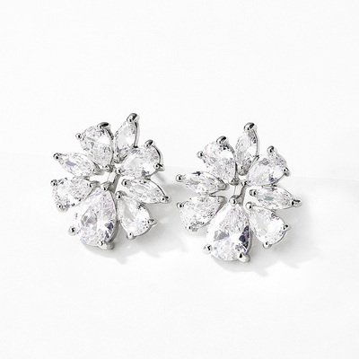 Crystal CZ Bridal Stud Earrings- Rose Gold/Silver