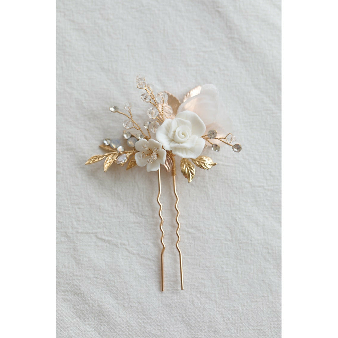 Ashleigh Porcelain Flower Wedding Hair Comb/Pin