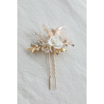 Ashleigh Porcelain Flower Wedding Hair Comb/Pin