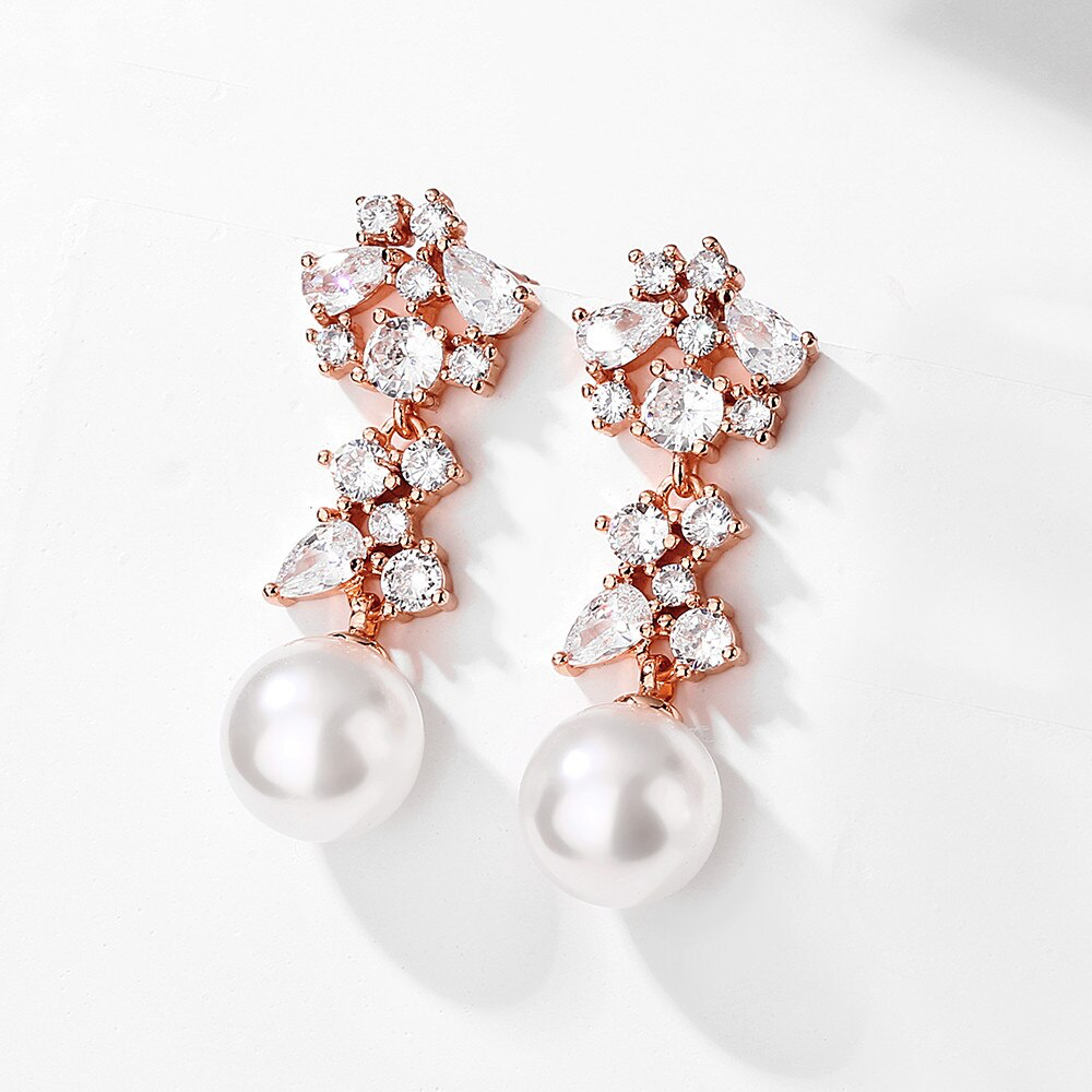 Elegant Pearl Drop Bridal Earrings