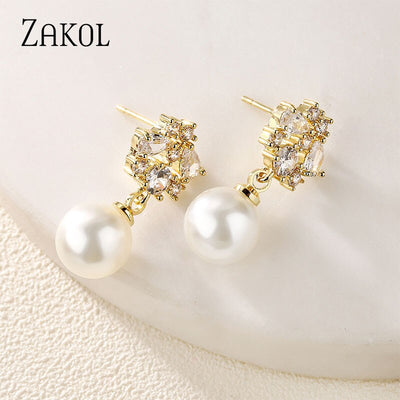 Pearl Drop Wedding Earrings