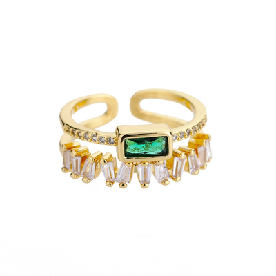 Emerald Zirconia Crystal Statement Ring