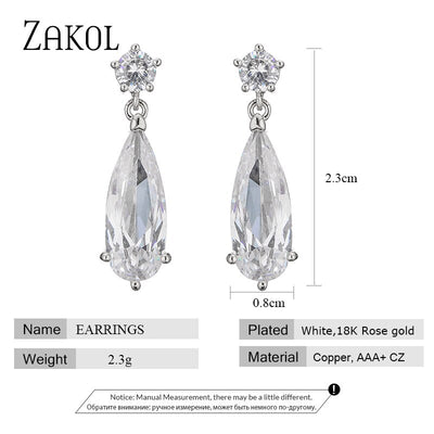 Elongated Water Drop Crystal Bridal Earrings